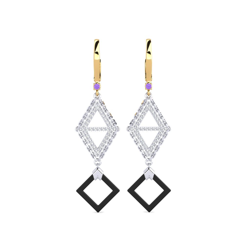 14ct White & Yellow Gold Amethyst Women's Earring Semien