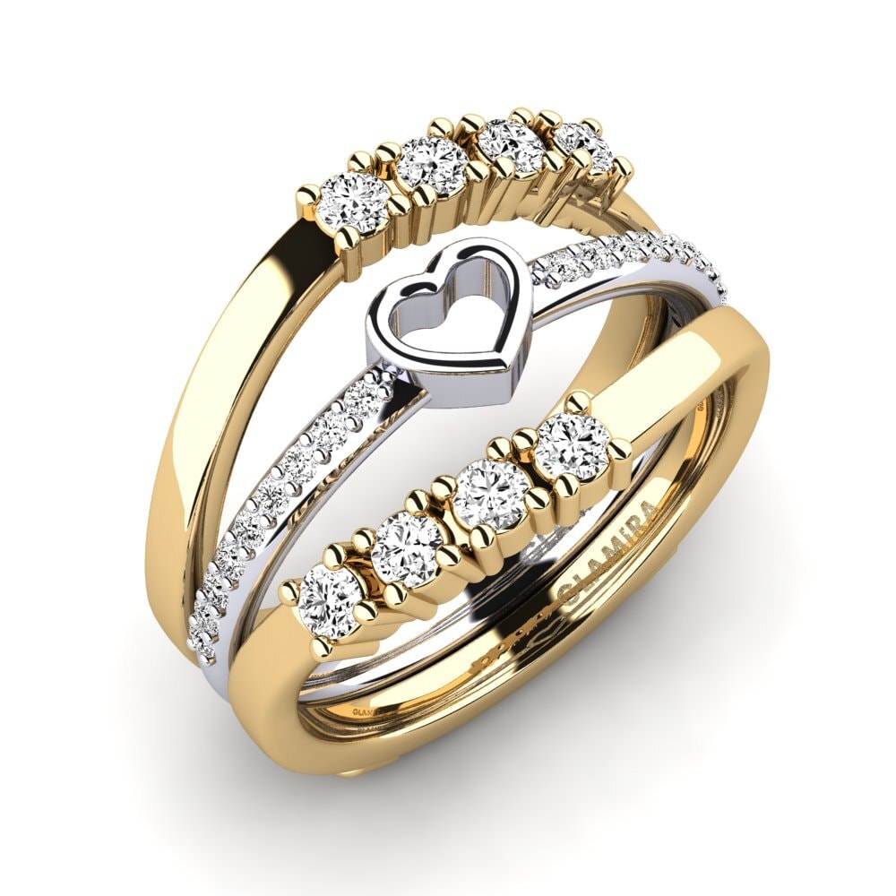 18ct Yellow & White Gold Moissanite Ring Semsan - SET