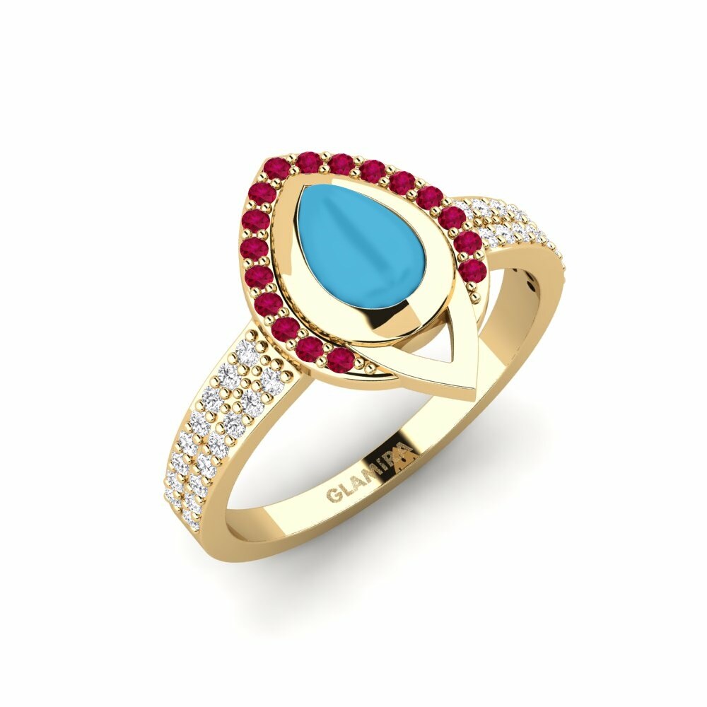 Ring Semtino 585 Yellow Gold & Ruby & White Sapphire