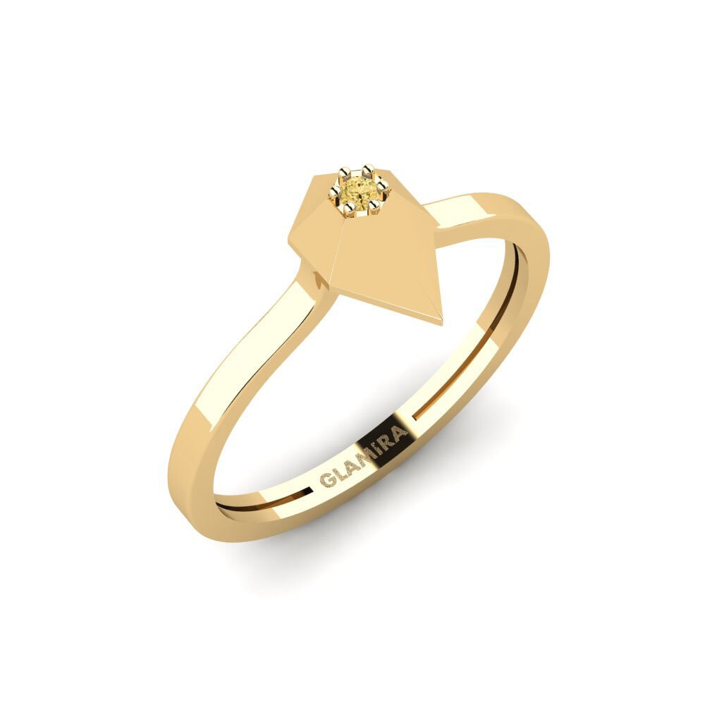 Or Jaune 18k Diamant Jaune Bague Semuanya
