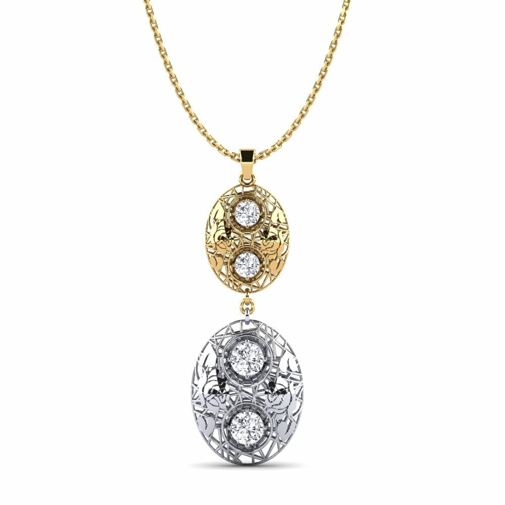 14k Oro Amarillo & Blanco Colgante de Mujer Sennay