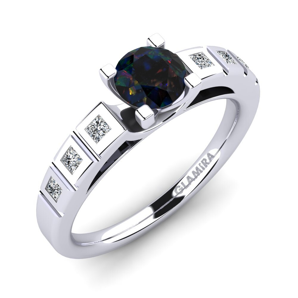 Black Opal Engagement Ring Sensonia