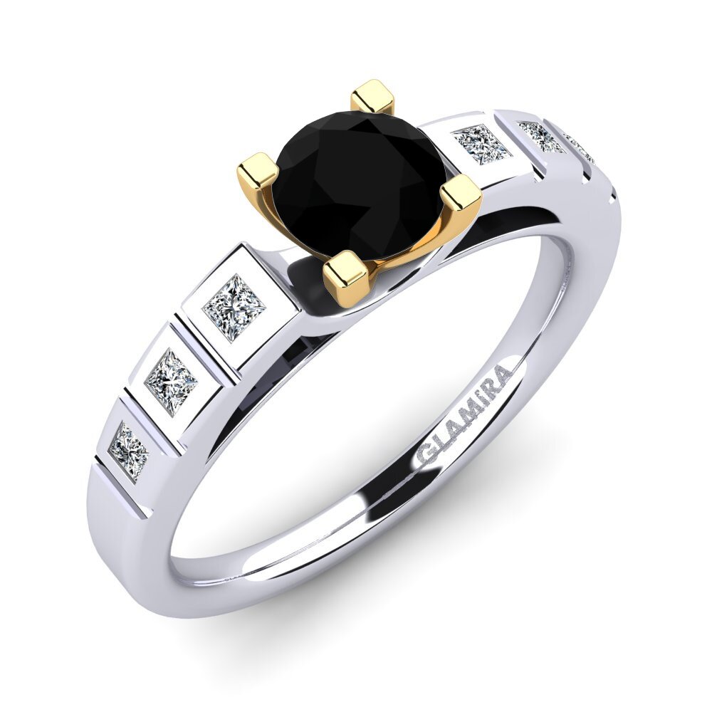 18k Oro Blanco & Amarillo Anillo de compromiso Sensonia