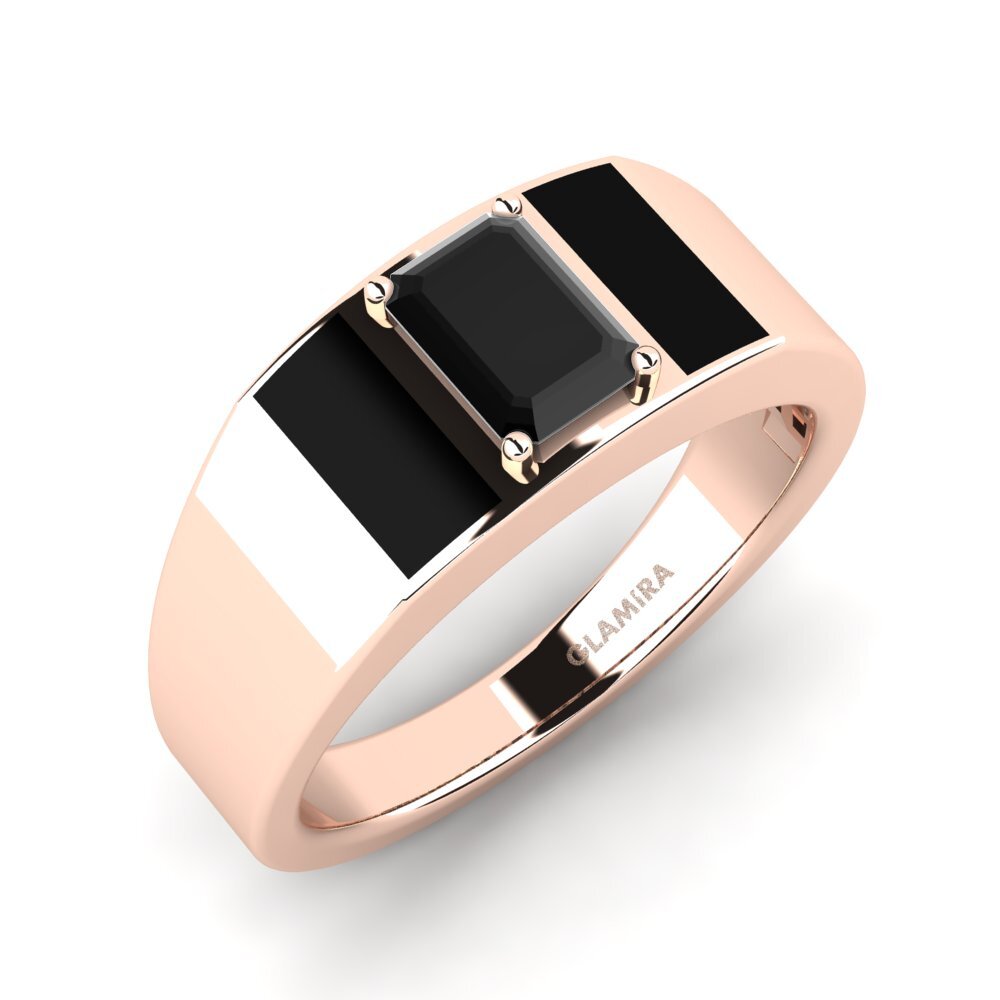 Oro Rosso 750 Zaffiro Nero Anello da uomo Sentanas