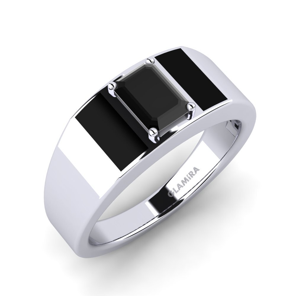 950 Platinum Black Diamond Men's Ring Sentanas