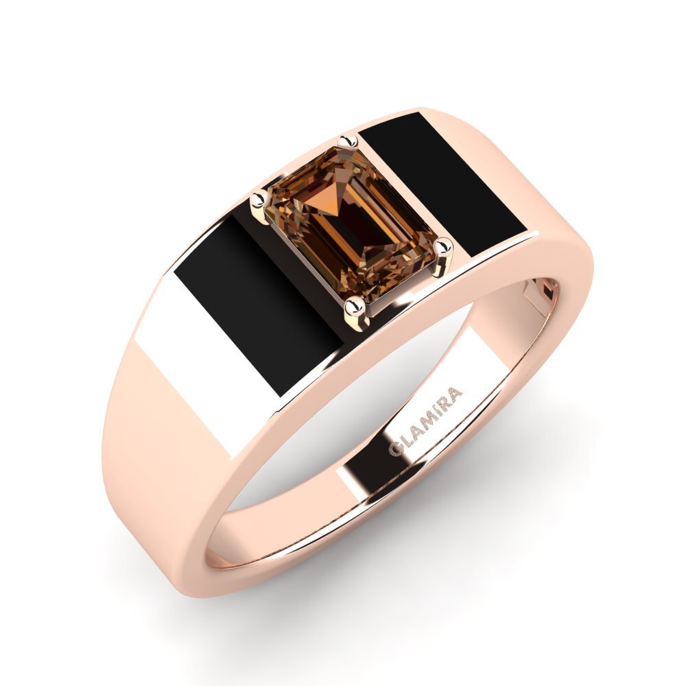 Oro Rosso 750 Diamante Marrone Anello da uomo Sentanas