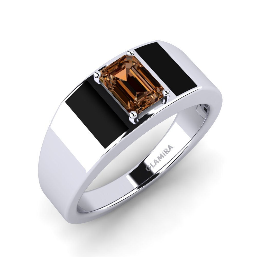 9k White Gold Brown Diamond Men's Ring Sentanas