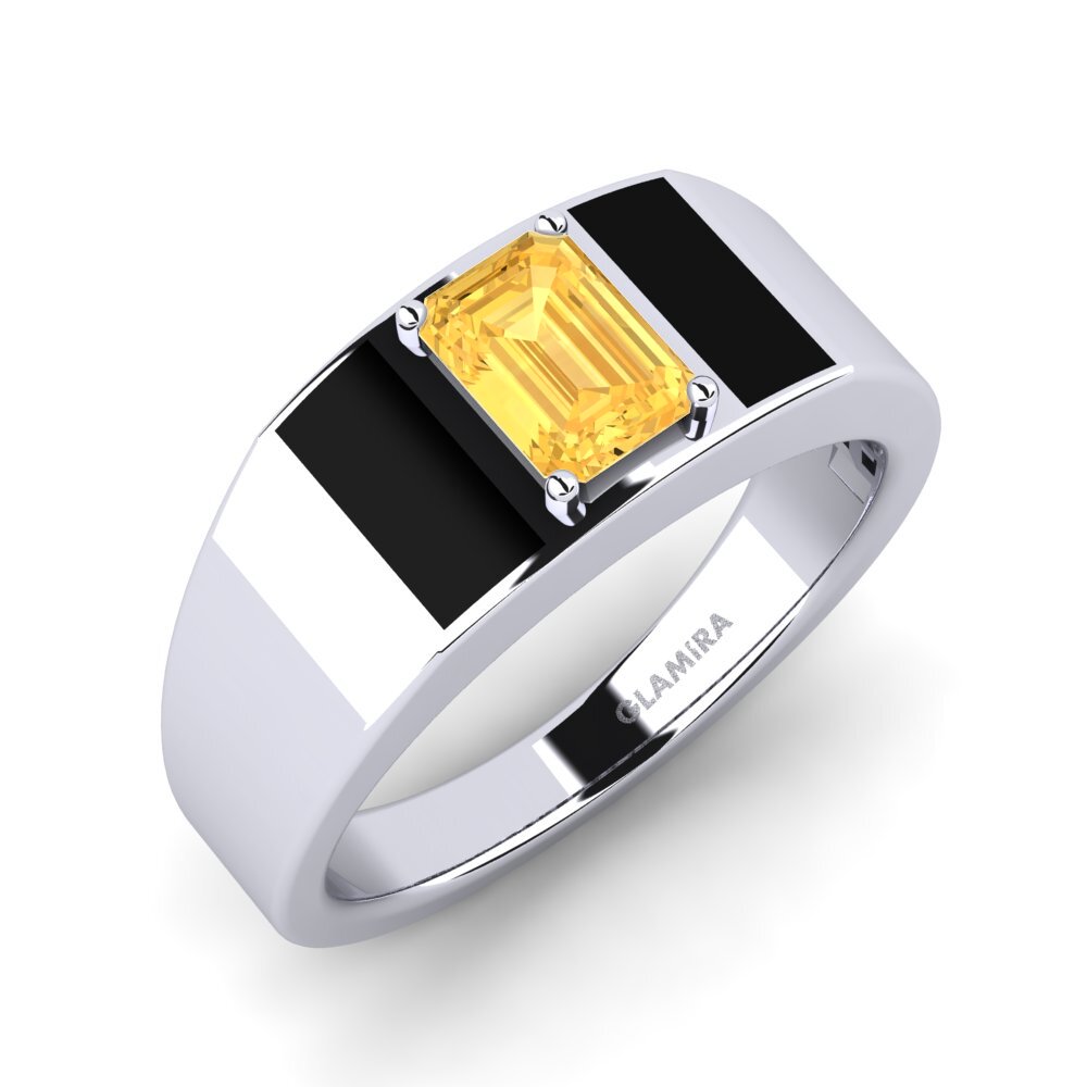 9k White Gold Citrine Men's Ring Sentanas