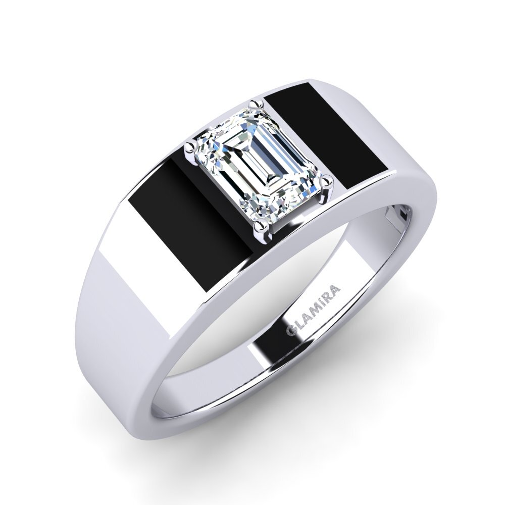 14ct White Gold Zirconia Men's Ring Sentanas