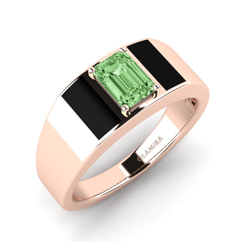 Oro Rosso 375 Diamante Verde Anello da uomo Sentanas