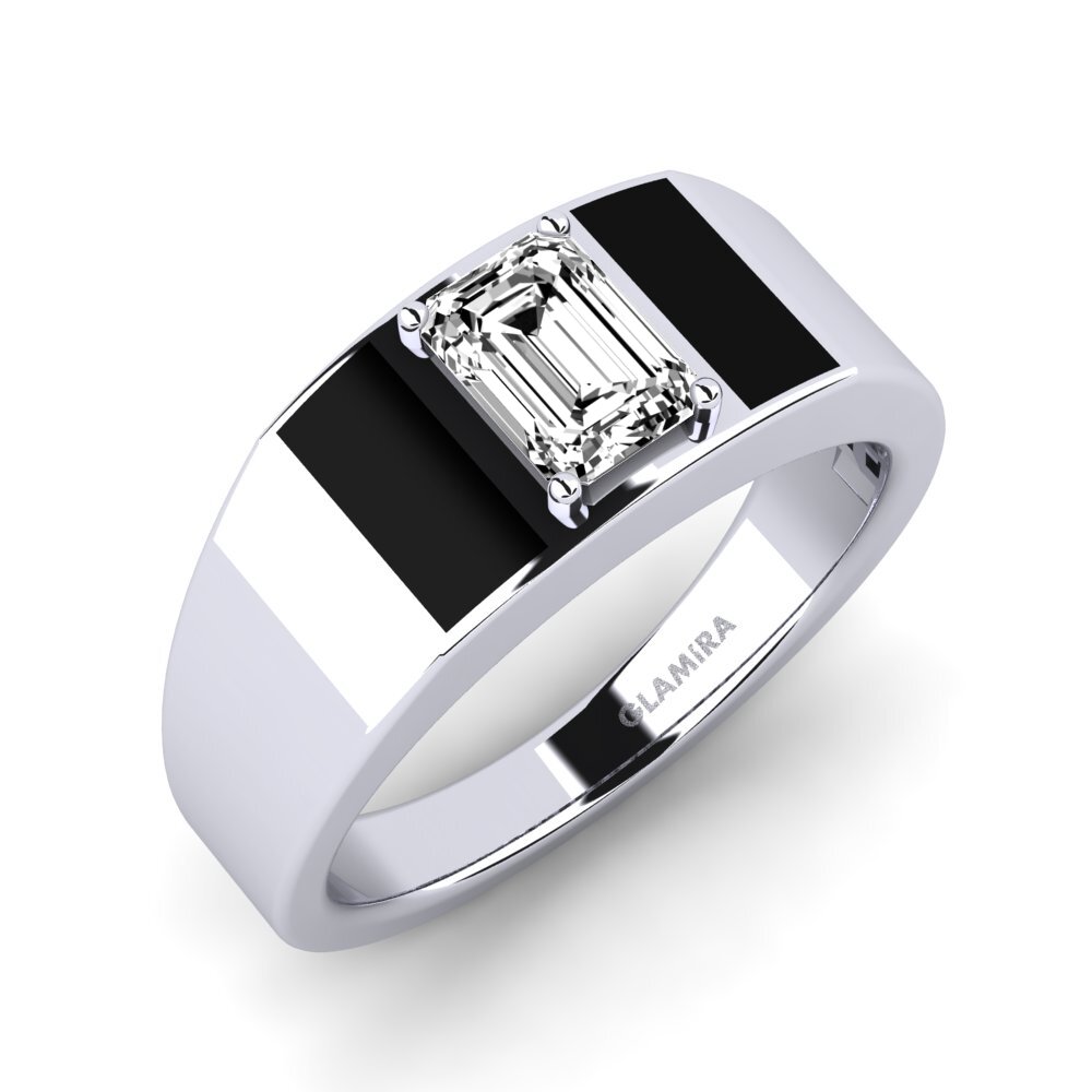 9ct White Gold Moissanite Men's Ring Sentanas