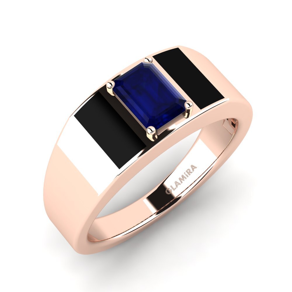 Oro Rosso 585 Zaffiro Anello da uomo Sentanas