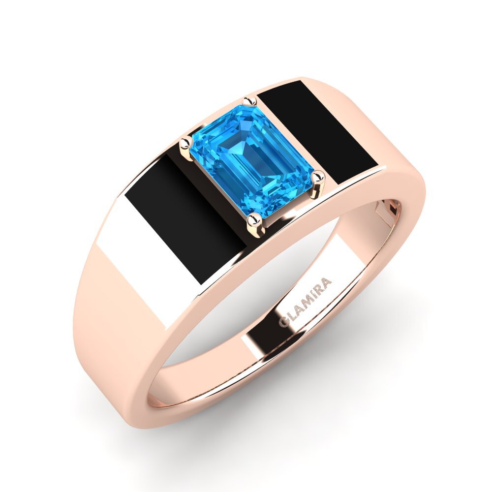 Oro Rosso 375 Topazio Azzurro Anello da uomo Sentanas