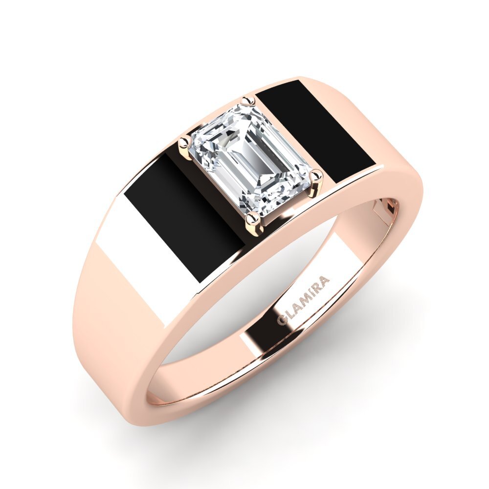 9ct Rose Gold White Zircon Men's Ring Sentanas