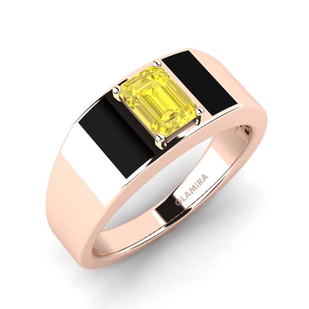 14k Rose Gold Yellow Sapphire Men's Ring Sentanas