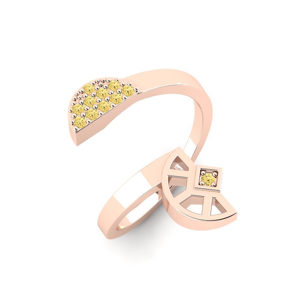 14k Oro Rosa Diamante Amarillo Anillo Seperately