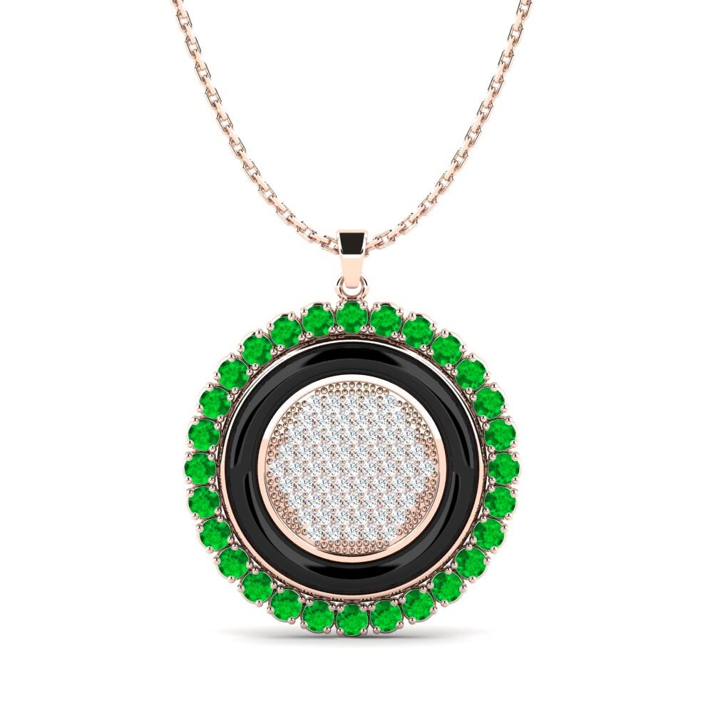 9ct Rose Gold Emerald Women's Pendant Serfass