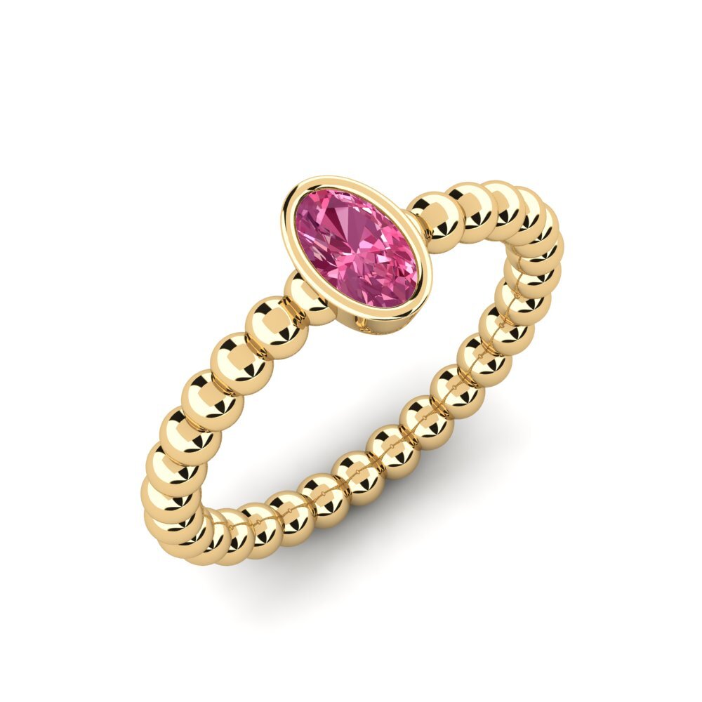 14k Oro Amarillo Turmalina rosa Anillo Servela