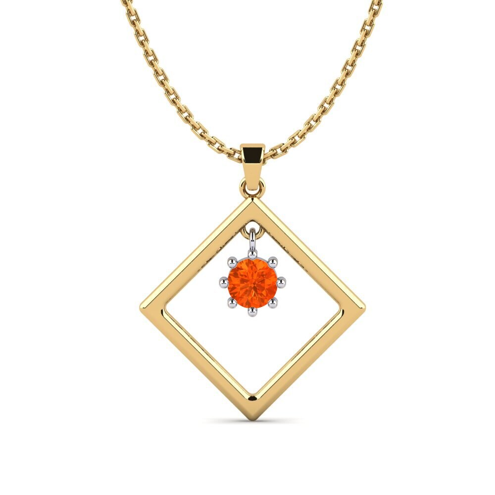 14k Oro Amarillo & Blanco Ópalo Fuego Colgante de Mujer Serviceberry