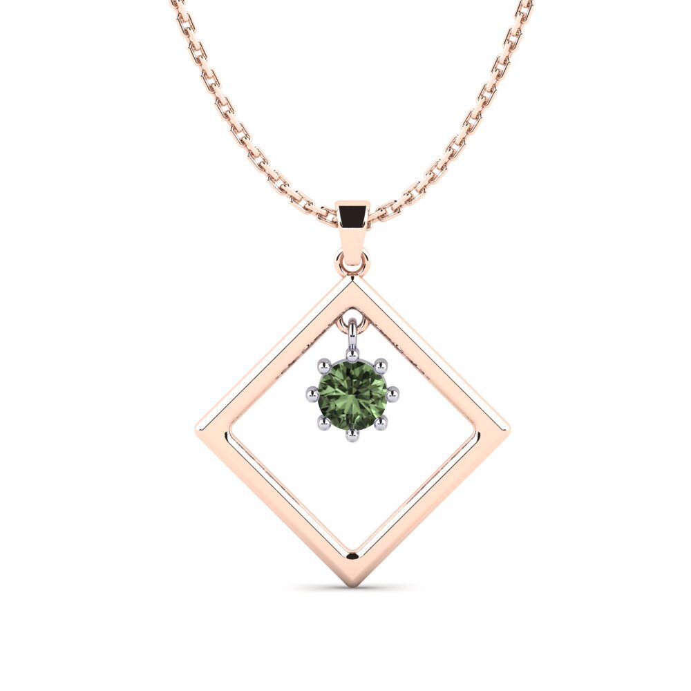 18k Oro Rosa & Blanco Zafiro Verde Colgante de Mujer Serviceberry