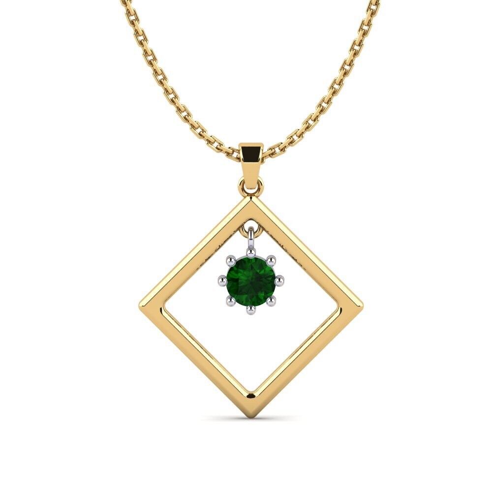 14k Oro Amarillo & Blanco Turmalina verde Colgante de Mujer Serviceberry