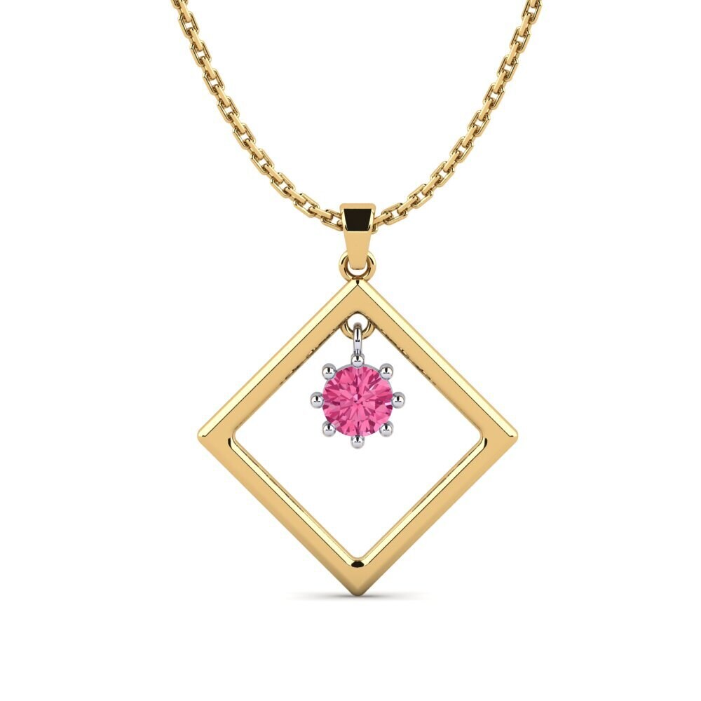 9k Oro Amarillo & Blanco Turmalina rosa Colgante de Mujer Serviceberry