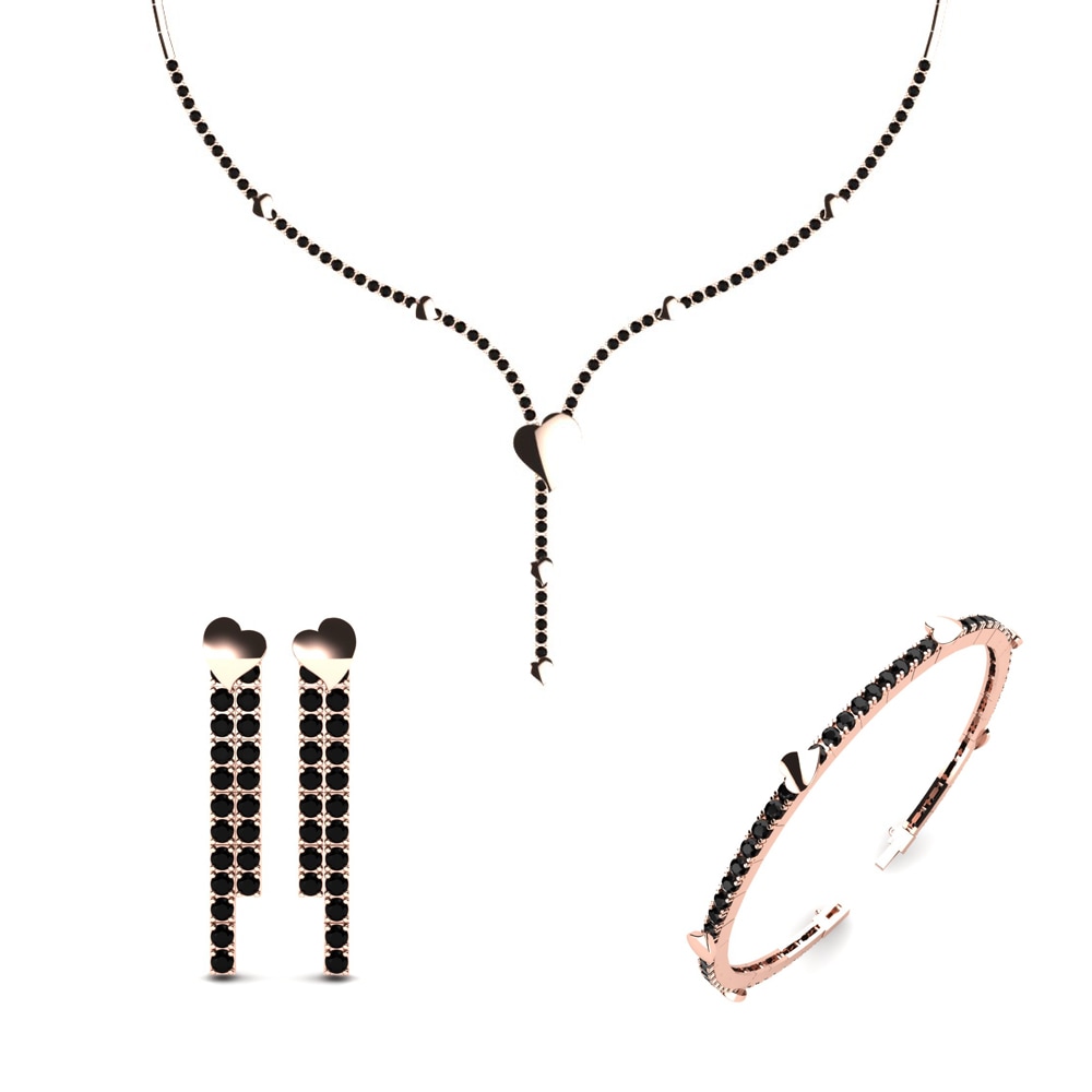 14ct Rose Gold Black Onyx Jewellery set Eden