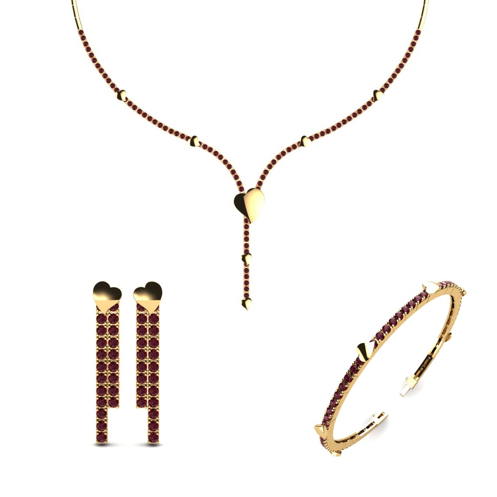 14ct Yellow Gold Garnet Jewellery set Eden