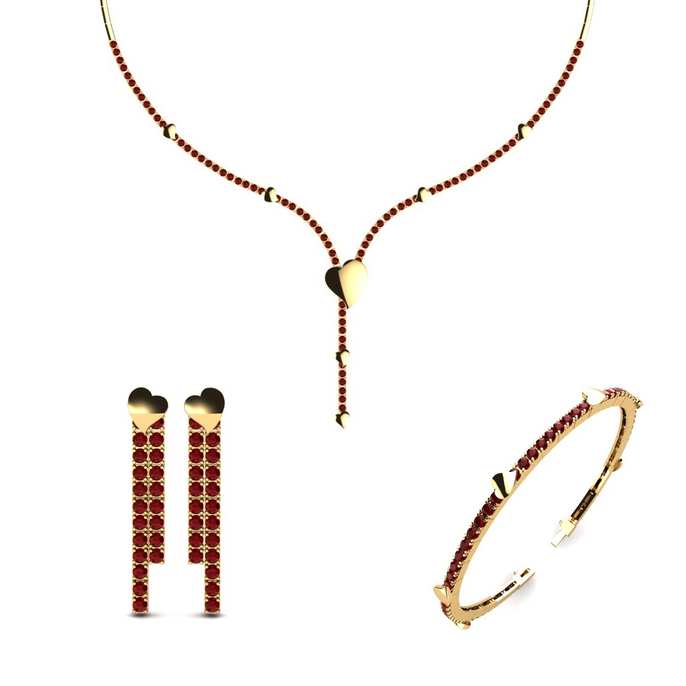 14ct Yellow Gold Red Zirconia Jewellery set Eden