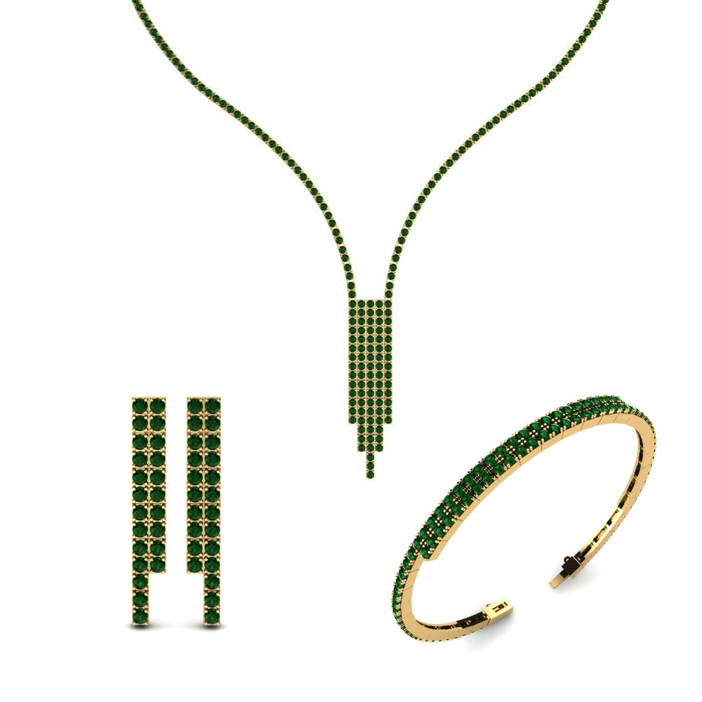 14ct Yellow Gold Emerald Jewellery set Mersey