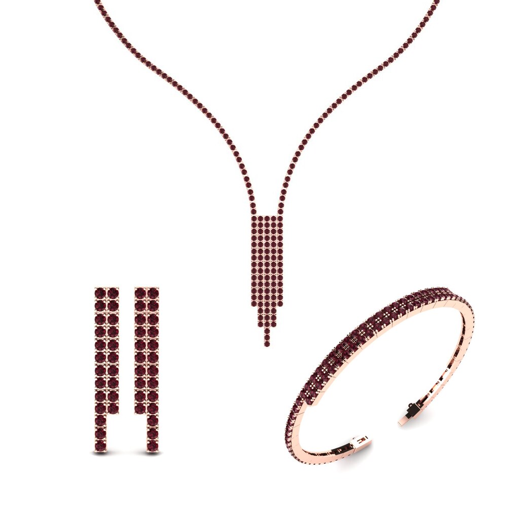 14ct Rose Gold Garnet Jewellery set Mersey