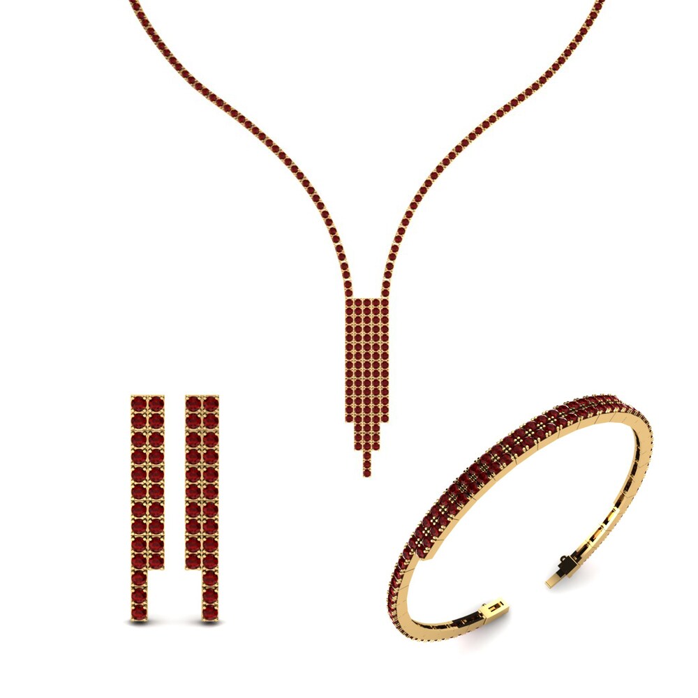 14ct Yellow Gold Red Zirconia Jewellery set Mersey