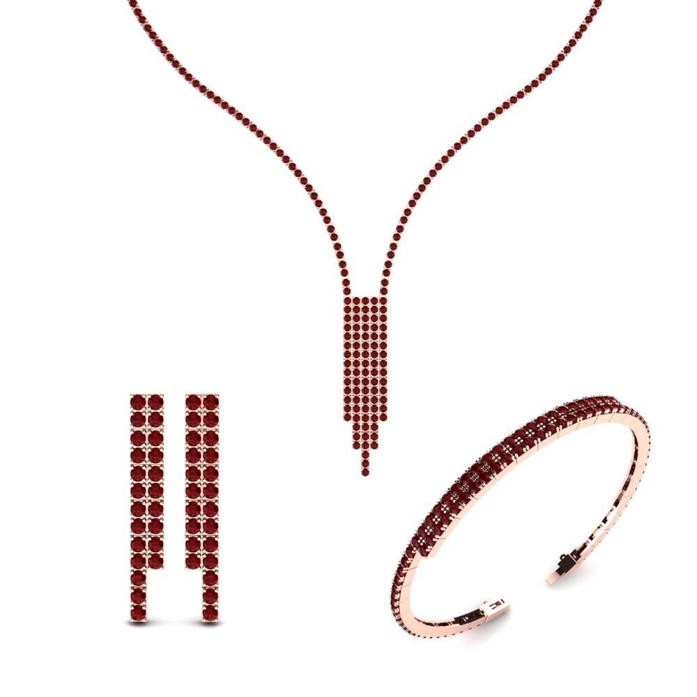14ct Rose Gold Ruby Jewellery set Mersey