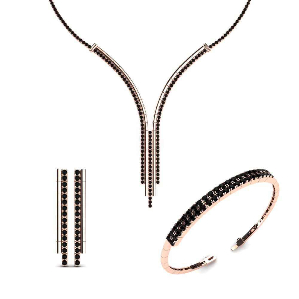 14ct Rose Gold Black Onyx Jewellery set Ellen