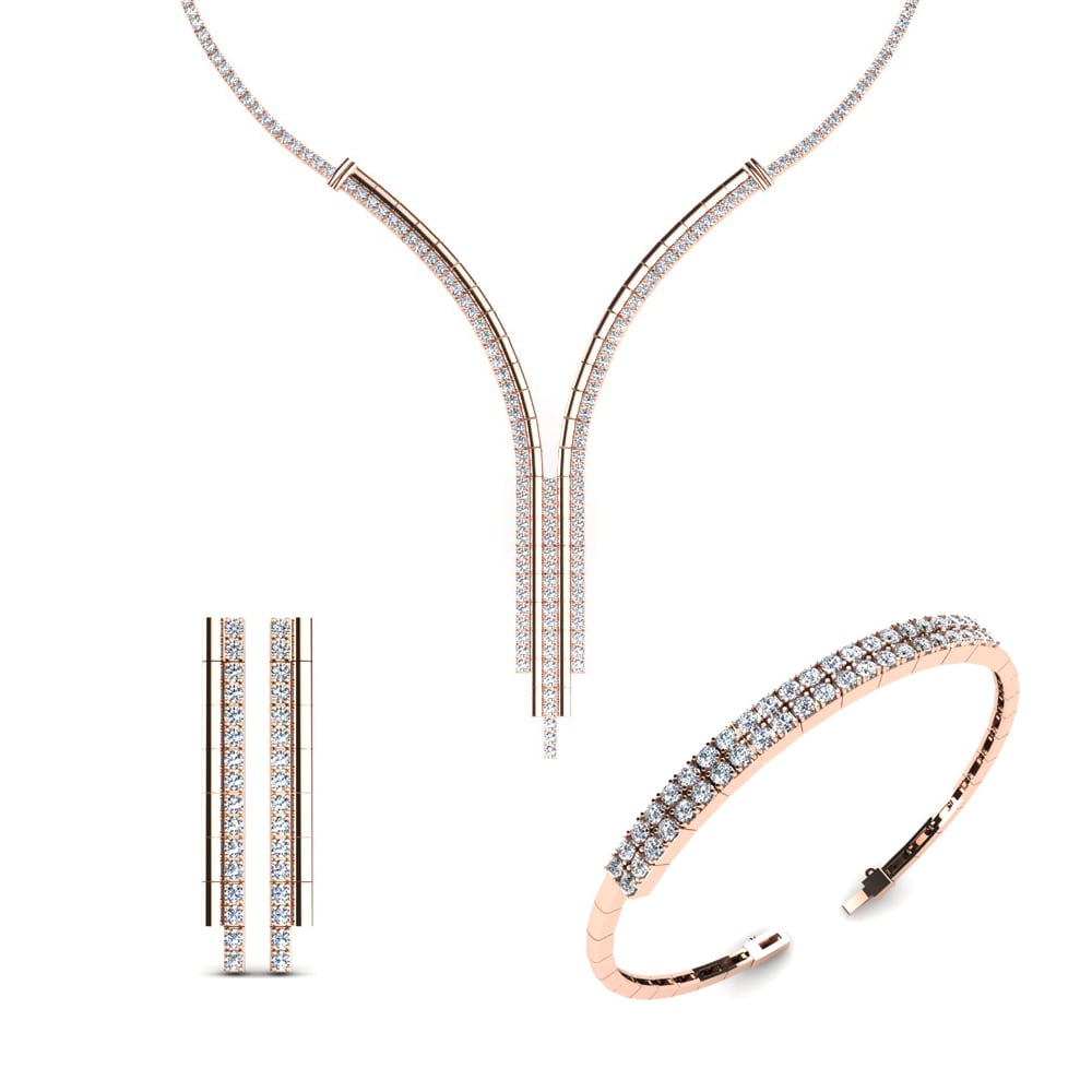 9ct Rose Gold Moissanite Jewellery set Ellen