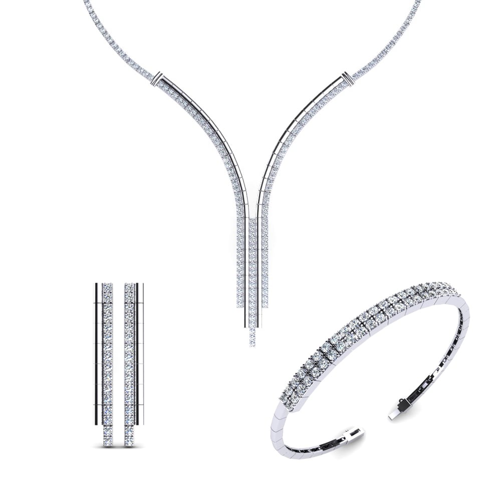 14ct White Gold Moissanite Jewellery set Ellen