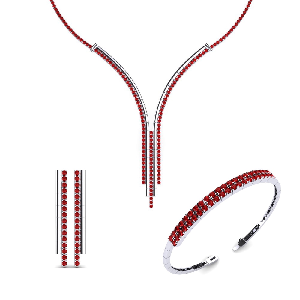 9ct White Gold Ruby Jewellery set Ellen