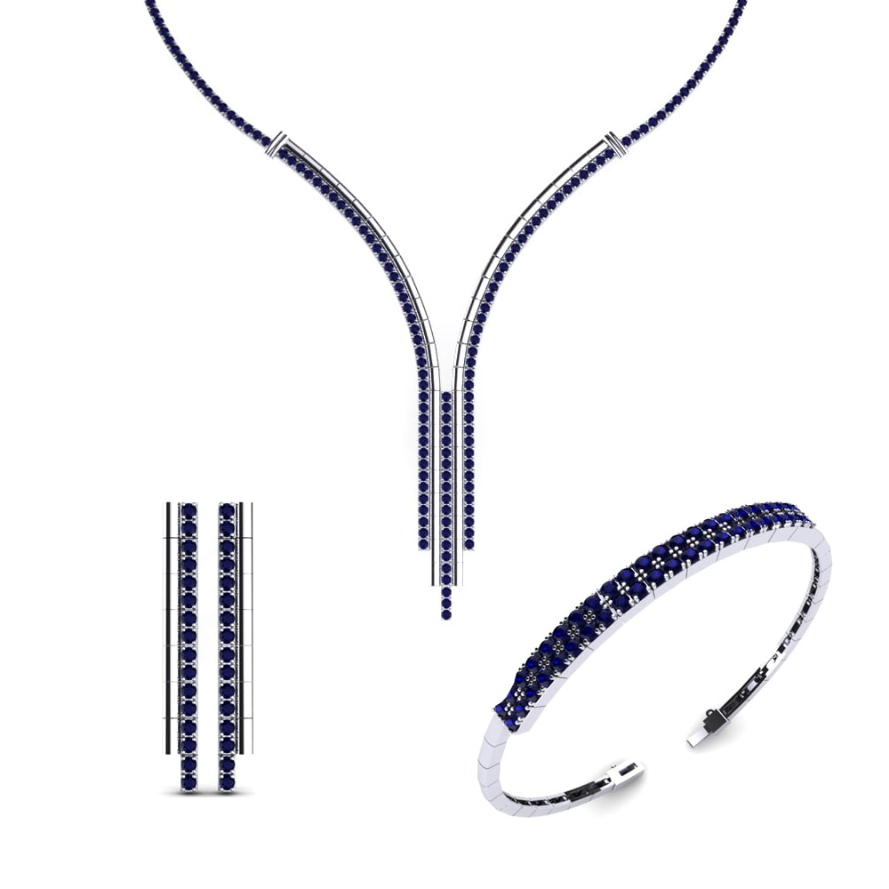 9ct White Gold Sapphire Jewellery set Ellen