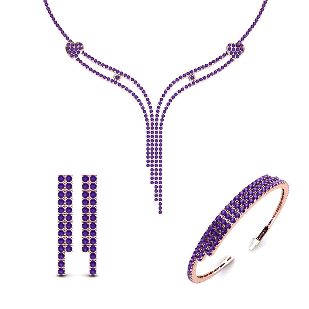 14ct Rose Gold Amethyst Jewellery set Liza