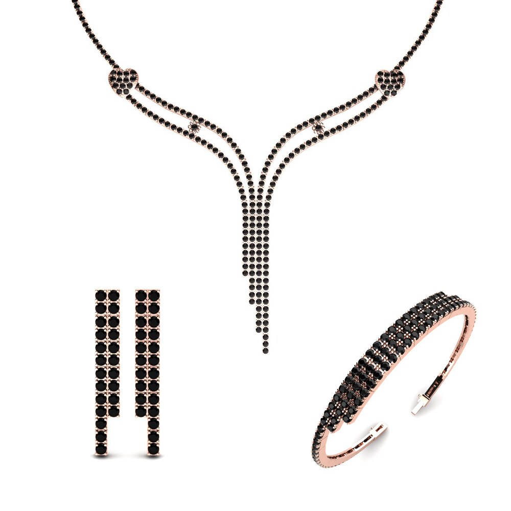 14ct Rose Gold Black Onyx Jewellery set Liza