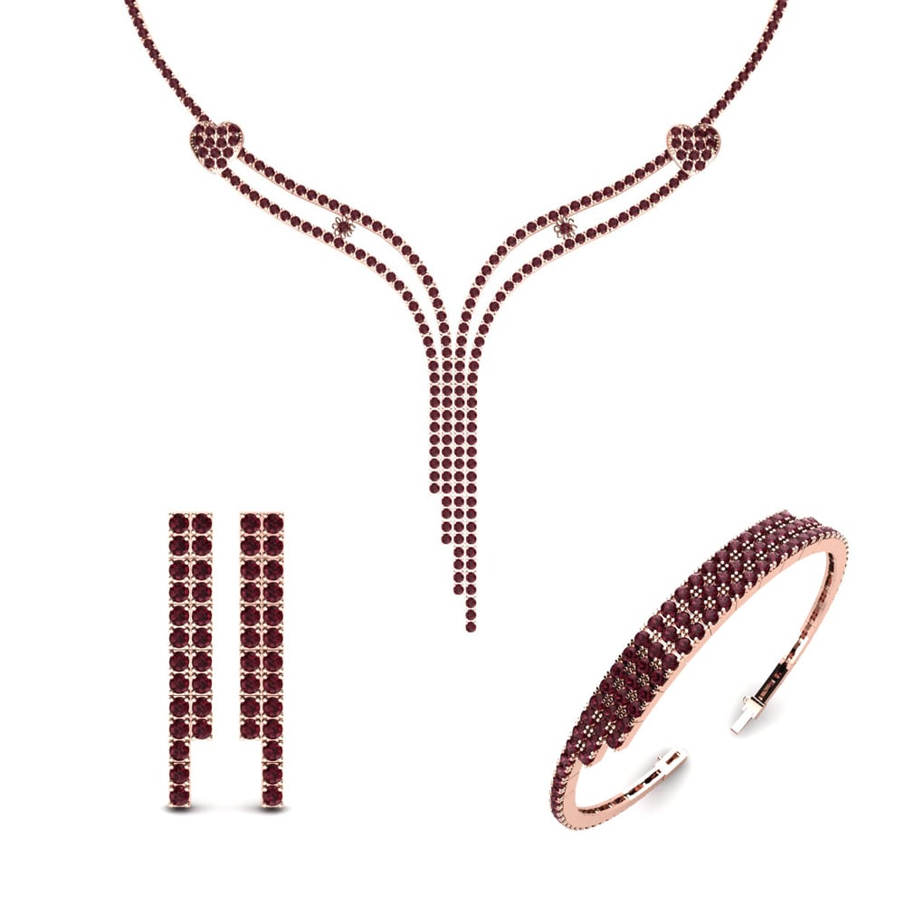 14ct Rose Gold Garnet Jewellery set Liza