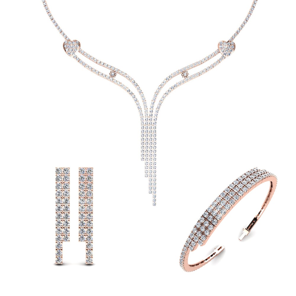 9ct Rose Gold Moissanite Jewellery set Liza