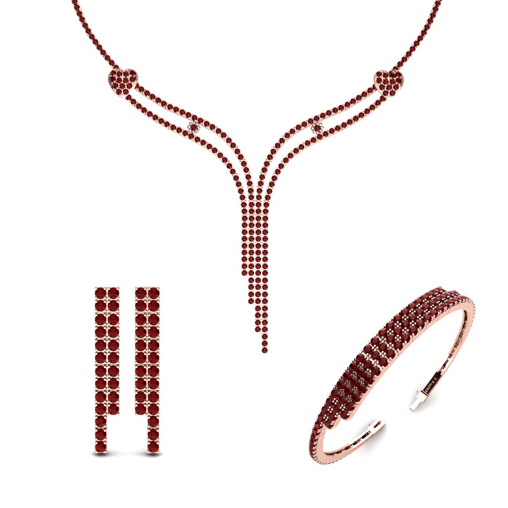 14ct Rose Gold Ruby Jewellery set Liza