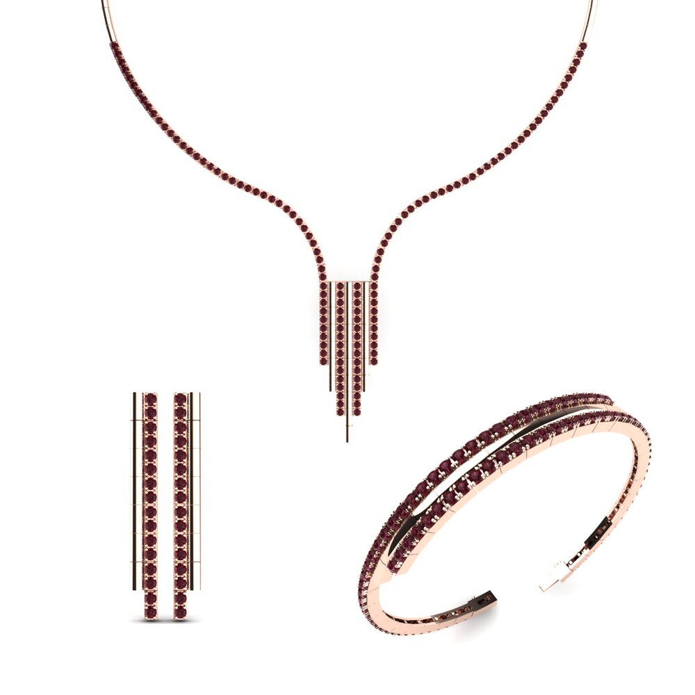 14ct Rose Gold Garnet Jewellery set Silvies
