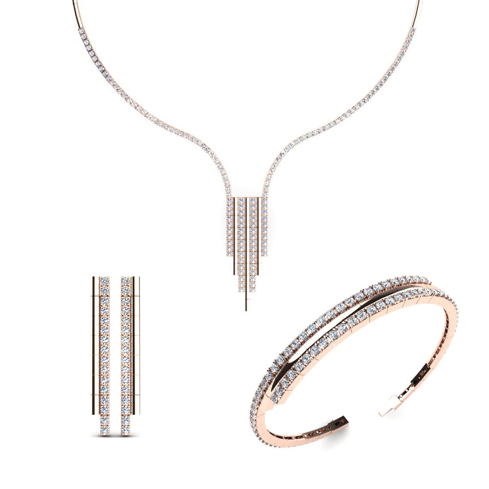9ct Rose Gold Moissanite Jewellery set Silvies