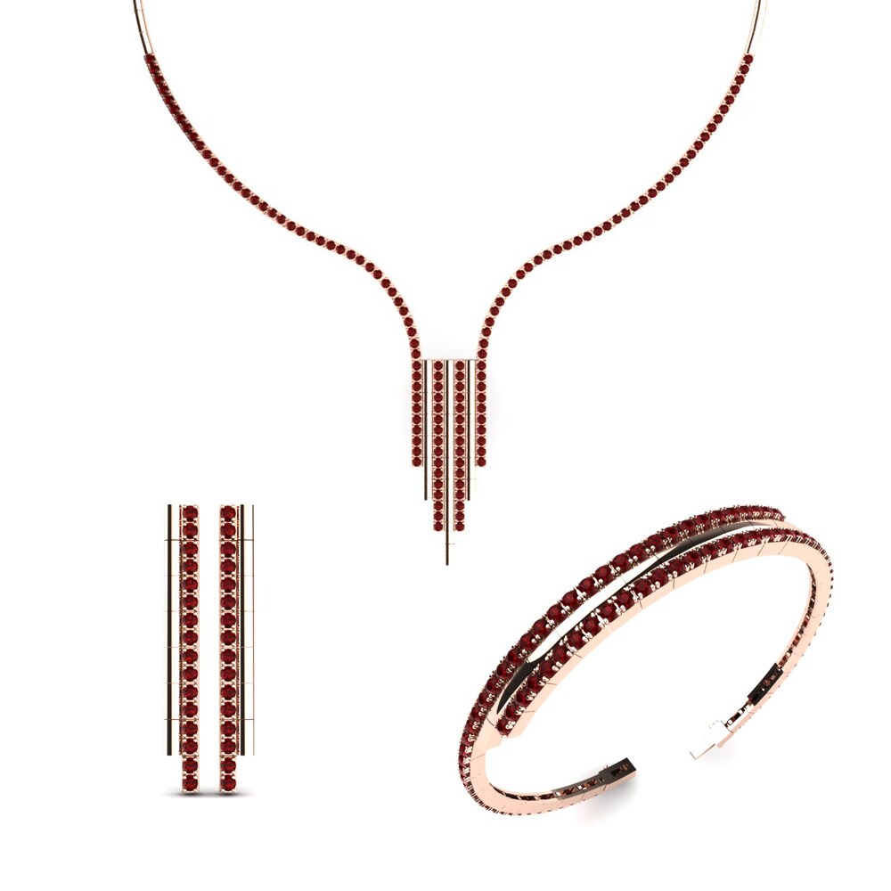 14ct Rose Gold Ruby Jewellery set Silvies