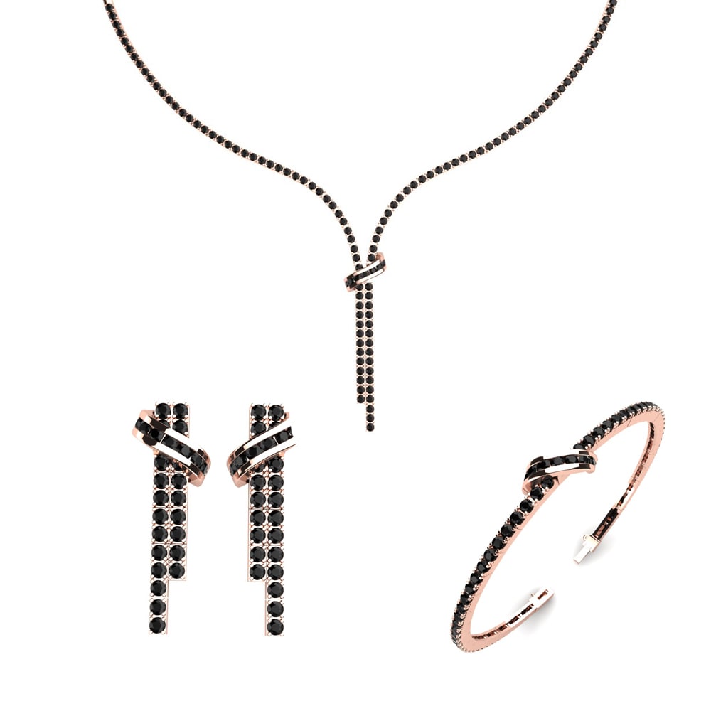 14ct Rose Gold Black Onyx Jewellery set Kiowa