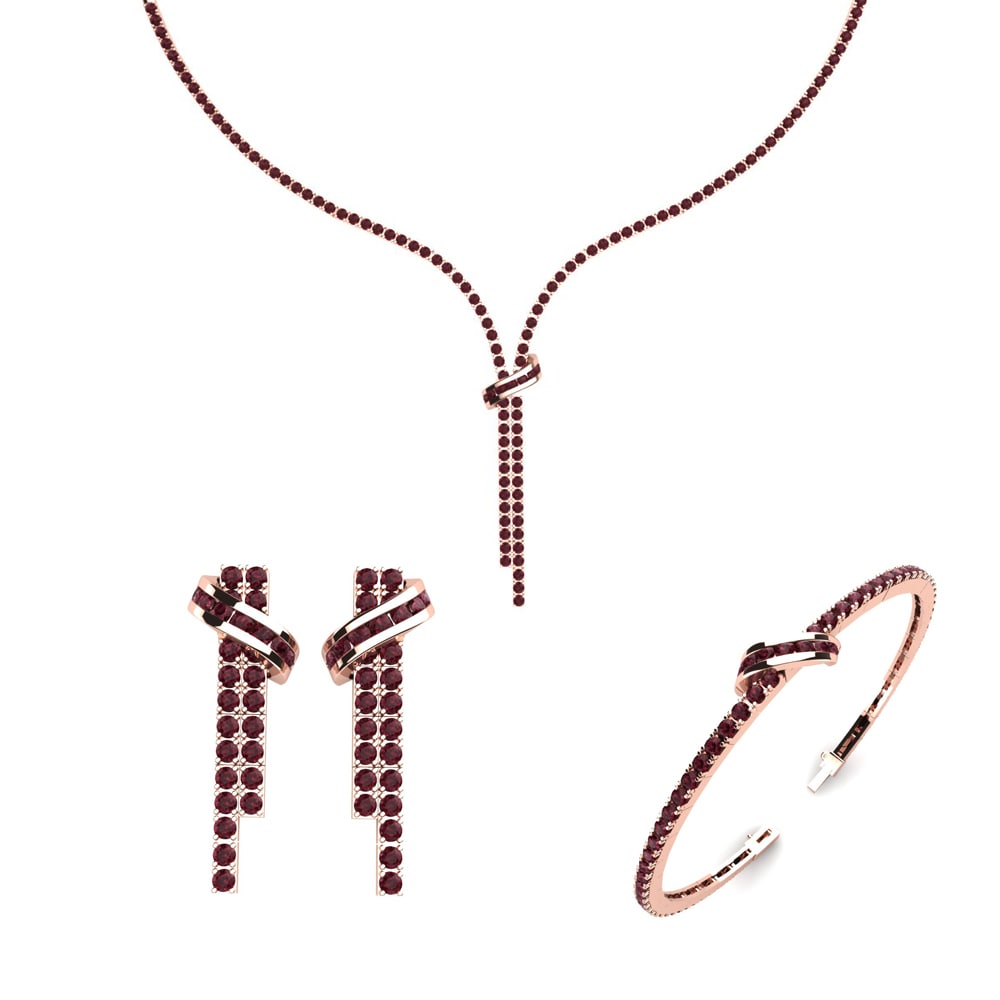 14ct Rose Gold Garnet Jewellery set Kiowa