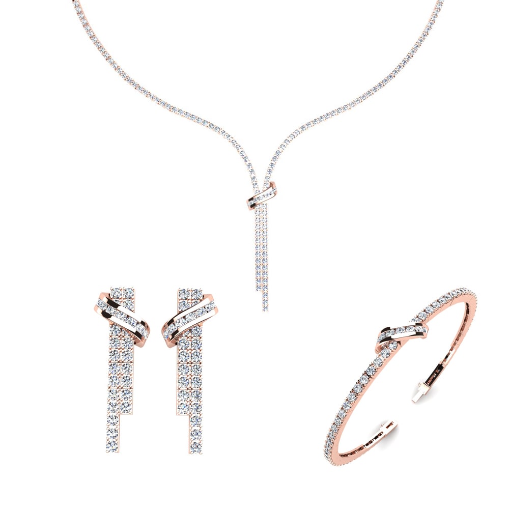 9ct Rose Gold Moissanite Jewellery set Kiowa