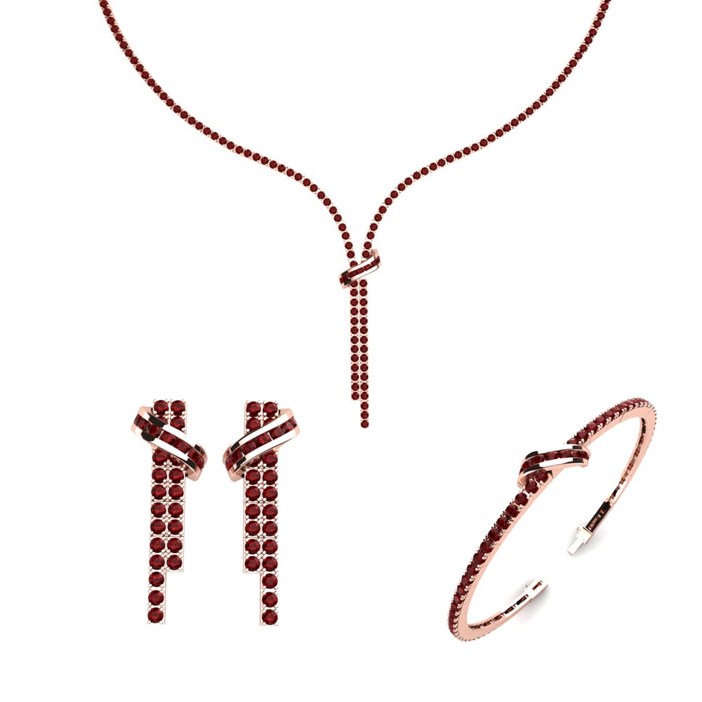 14ct Rose Gold Ruby Jewellery set Kiowa